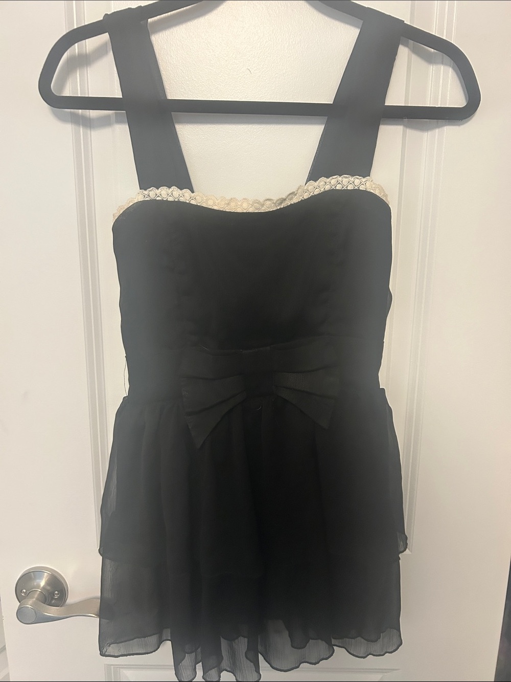 Freeway Black Tank Dress with Cream Scalloped Trim